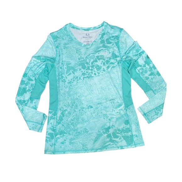 Realtree Fishing Women's Long Sleeve‎ Shirt Size Small Color Aqua - Picture 1 of 7